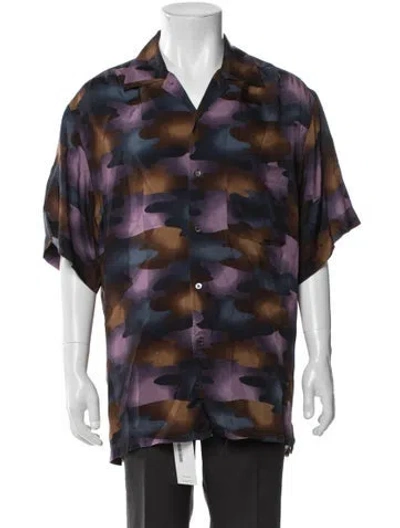 Pre-owned Brioni Camouflage Print Short Sleeve Shirt In Purple