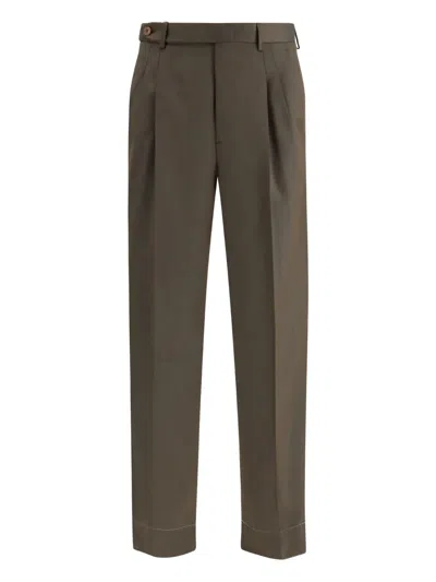Brioni Capri Pleated Trousers In Brown