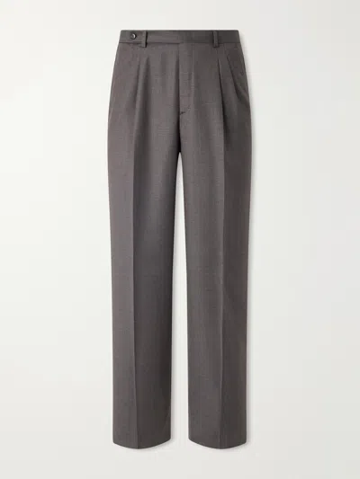 Brioni Capri Wool-gabardine Trousers In Gray