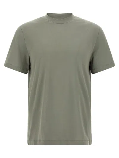 Brioni Cotton Crew Neck T Shirt Side Slit In Gray