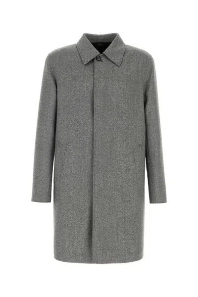 Brioni Melange Concealed-fastening Coat In Yellow