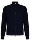 Brioni Embossed-finish Zip-up Jumper In Blue