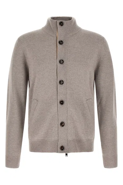 Brioni Cardigan With Price List Collar In Neutral