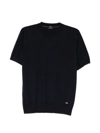Brioni Cashmere And Silk Blend T-shirt In Blue