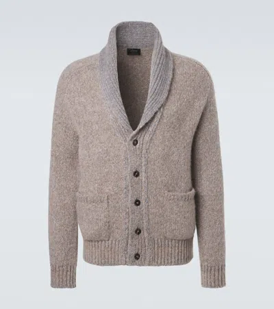 Brioni Cashmere And Silk Cardigan In Beige