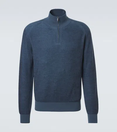 Brioni Cashmere And Wool Half-zip Sweater In Multi