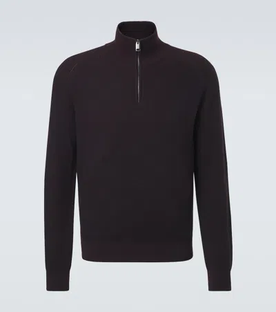 Brioni Cashmere And Wool Half-zip Sweater In Pattern
