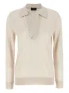 Brioni V-neck Knitted Top In Neutral