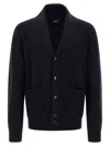 Brioni Ribbed And Braid Cardigan Sweaters And Cardigans Blue In Blue