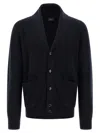 Brioni Cashmere Cardigan Sweaters And Cardigans Blue In Black