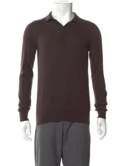 Pre-owned Brioni Cashmere Collar Polo Sweater In Brown