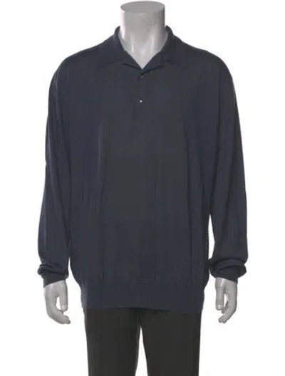 Pre-owned Brioni Cashmere Collar Polo Sweater In Gray
