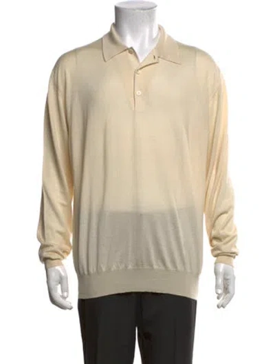 Pre-owned Brioni Cashmere Collar Polo Sweater In Neutrals