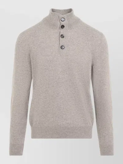Brioni Cashmere Half Button-up Pullover For Men In Neutral