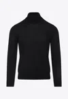 Brioni Cashmere High-neck In Cashmere And Silk In Black