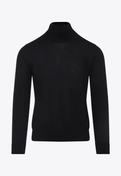 Brioni Cashmere High-neck In Cashmere And Silk In Black