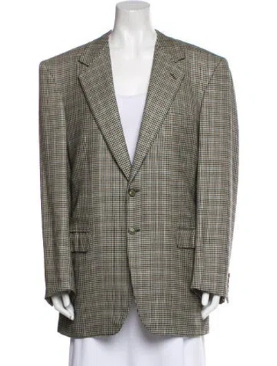 Pre-owned Brioni Cashmere Houndstooth Print Blazer In Black