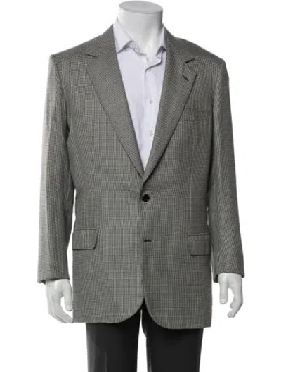 Pre-owned Brioni Cashmere Houndstooth Print Blazer In Black