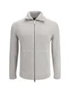 Brioni Zip-up Ribbed-knit Cardigan In Gray