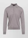 Brioni Cashmere-silk Blend Long-sleeve Polo In Gray