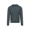 Brioni Ribbed Crewneck Sweater With Cuffs And Hem In Gray