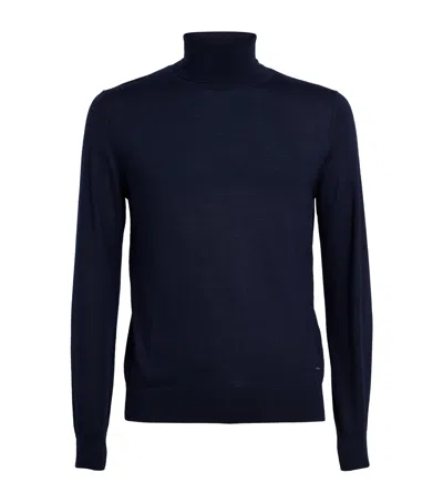 Brioni Cashmere-silk Rollneck Sweater In Blue