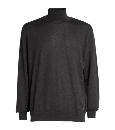 Brioni Cashmere-silk Rollneck Sweater In Grey