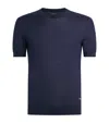 Brioni Cashmere-silk Short-sleeve Sweatshirt In Blue