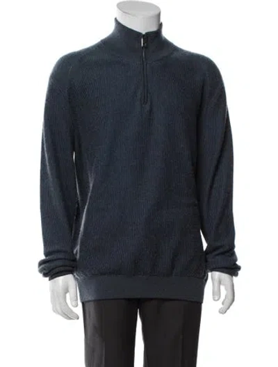 Pre-owned Brioni Cashmere Striped Windbreaker In Blue