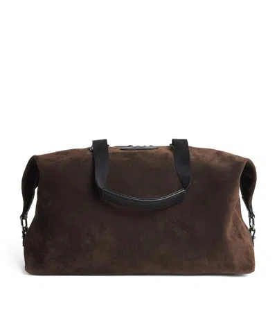 Brioni Cashmere Suede Via Veneto Duffle Bag In Brown