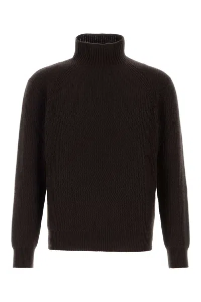 Brioni Cashmere Sweater In Dark Brown