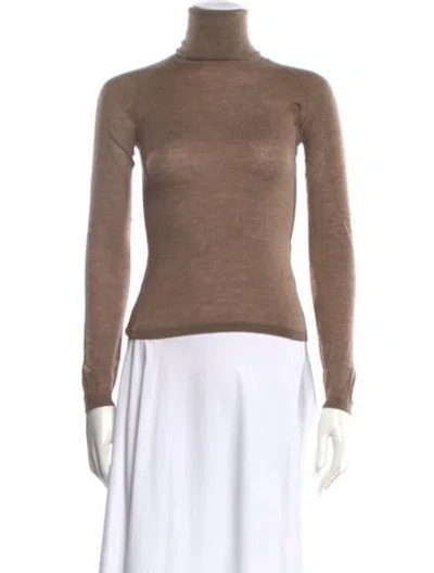 Pre-owned Brioni Cashmere Turtleneck Top In Brown