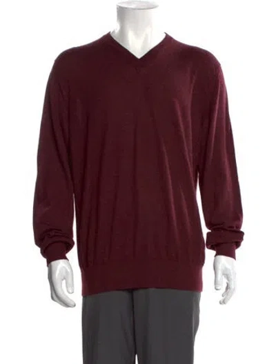 Pre-owned Brioni Cashmere V-neck Pullover In Red