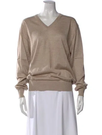 Pre-owned Brioni Cashmere V-neck Sweater In Neutral