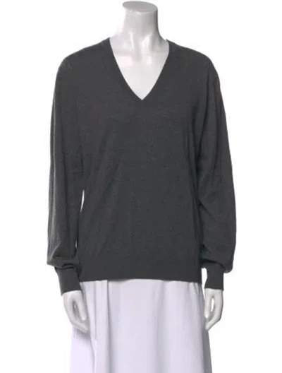 Pre-owned Brioni Cashmere V-neck Sweatshirt In Gray