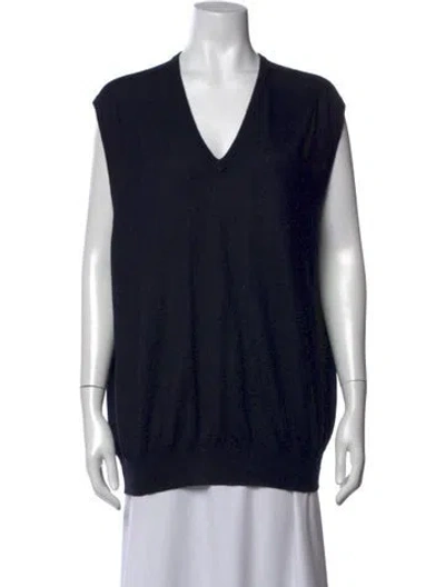 Pre-owned Brioni Cashmere V-neck Top In Black
