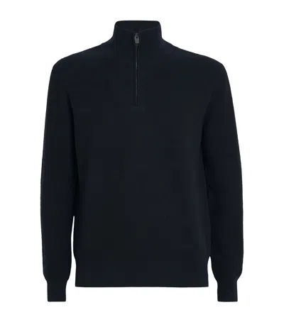 Brioni Cashmere-wool High-neck Sweater In Blue
