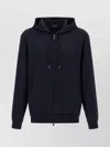 Brioni Casual Cotton Hoodie Featuring Front Pockets In Blue