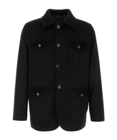 Brioni Casual Shirt-style Jacket In Black