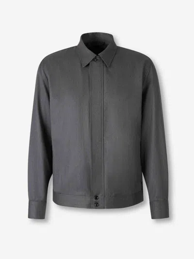 Brioni Casual Wool Jacket In Gray