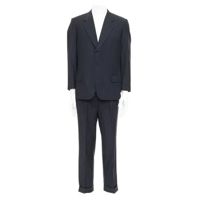 Pre-owned Brioni Cesare Navy Pinstripe Wool Blazer Suit Set It52 Xl In Blue