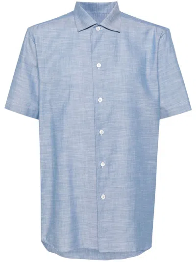 Brioni Men's Chambray Sport Shirt In Blue