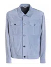 Brioni Leather Jacket In Grey