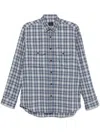 Brioni Checked Long-sleeved Shirt In Blue