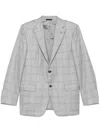 Brioni Wool-blend Check Blazer In Grey