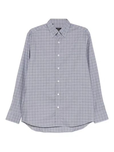 Brioni Checked Button Shirt In Gray