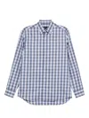 Brioni Checked Cotton Shirt In Blue
