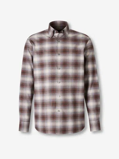 BRIONI BRIONI CHECKED COTTON SHIRT