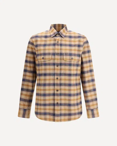 BRIONI CHECKED COTTON SHIRT