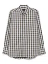 Brioni Checked Shirt In Gray